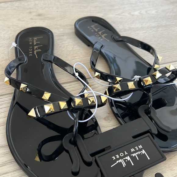 Nicole Miller jelly black sandals with studded bow - Picture 3 of 3